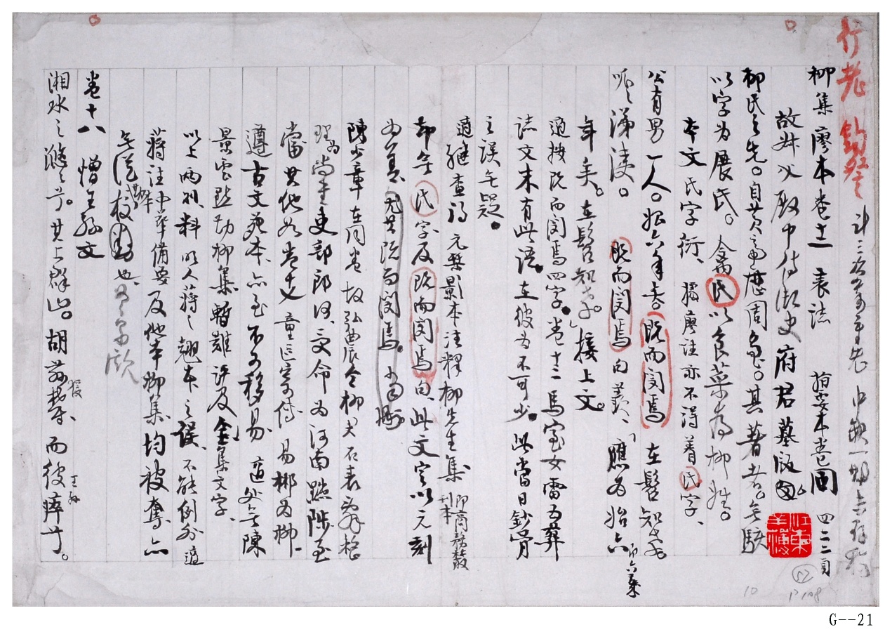 现代高二适行书《读柳文指要笔记》纸本条幅